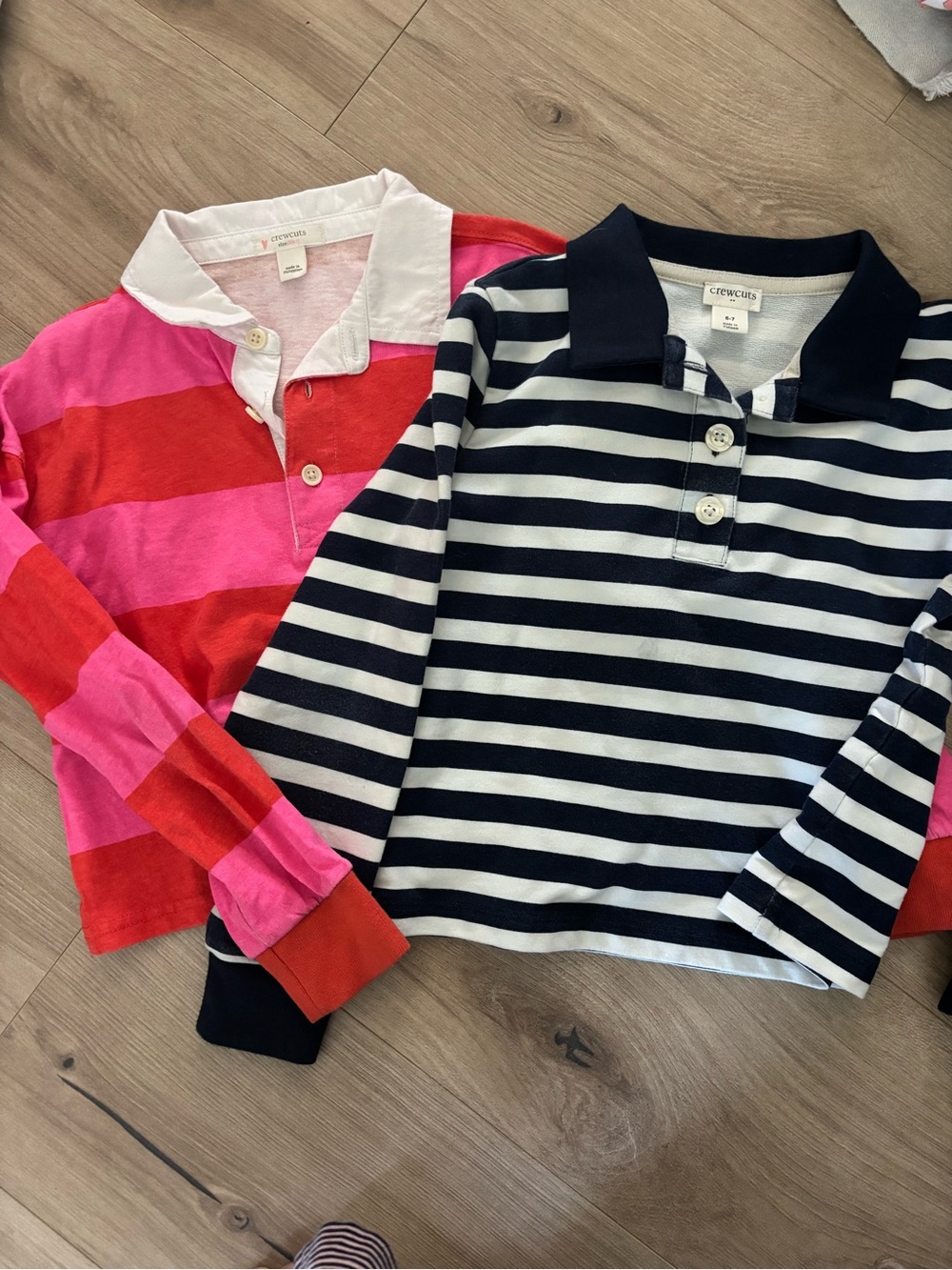Crewcuts Girls' Navy & White Striped Rugby Polo